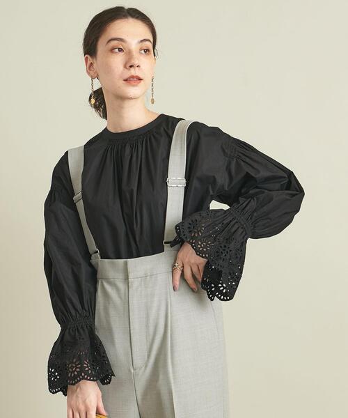 BEAUTY&YOUTH UNITED ARROWS(ビューティーアンドユースユナイテッドアローズ)の「BY タイプライターボリューム袖エンブロイダリーブラウス -2WAY- ∴◆(シャツ/ブラウス・レディース・ホワイト/ブラック/ダークグリーン・FREE)」の12枚目の写真