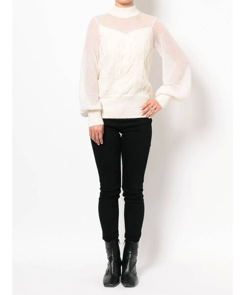 LAGUNAMOON（ラグナムーン）の「シアーケーブルニットプルオーバー（ニット/セーター・レディース・ブラック/アイボリー/モカ・FREE）」の22枚目の写真