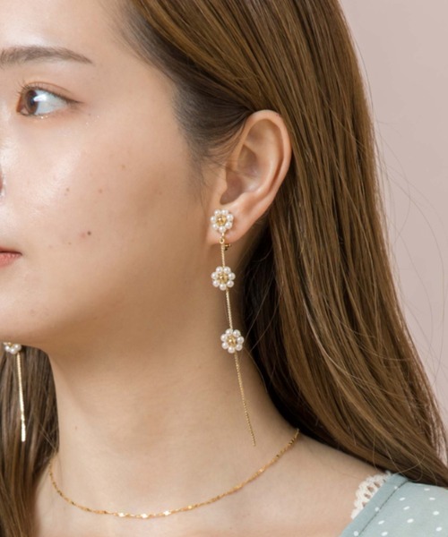 flower（フラワー）の「ゴールドパーリーフルールイヤリング（イヤリング・レディース・ゴールド・FREE）」の18枚目の写真