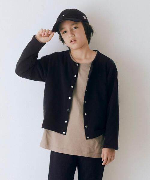 green label relaxing(グリーンレーベルリラクシング)の「【WEB限定】裏毛 スウェット カーディガン ロングスリーブ 100cm-160cm★★(カーディガン/ボレロ・キッズ・ライトブルー/オフホワイト/ブラウン/ブラック・110cm/100cm/120cm/130cm/140cm/150cm/160cm)」の3枚目の写真