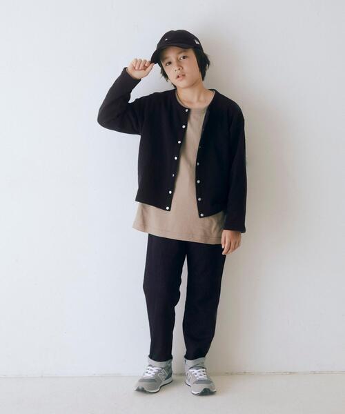 green label relaxing(グリーンレーベルリラクシング)の「【WEB限定】裏毛 スウェット カーディガン ロングスリーブ 100cm-160cm★★(カーディガン/ボレロ・キッズ・ライトブルー/オフホワイト/ブラウン/ブラック・110cm/100cm/120cm/130cm/140cm/150cm/160cm)」の6枚目の写真