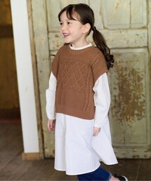 BREEZE | ニットベスト×シャツワンピース2P(ワンピース)