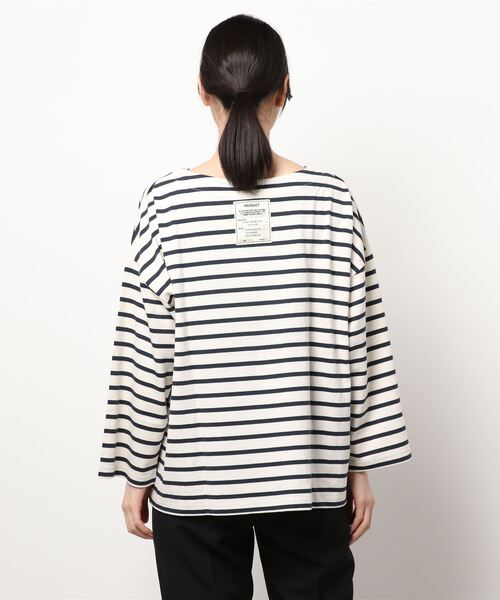 Samansa Mos2(サマンサ モスモス)の「ボーダーバスクシャツ(Tシャツ/カットソー・レディース・オフホワイト/オレンジ/チャコール/ブルー/ベージュ/ボルドー・フリ-)」の8枚目の写真