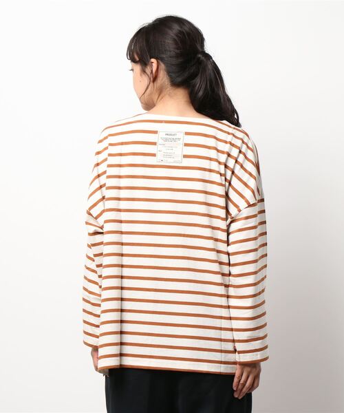 Samansa Mos2(サマンサ モスモス)の「ボーダーバスクシャツ(Tシャツ/カットソー・レディース・オフホワイト/オレンジ/チャコール/ブルー/ベージュ/ボルドー・フリ-)」の10枚目の写真