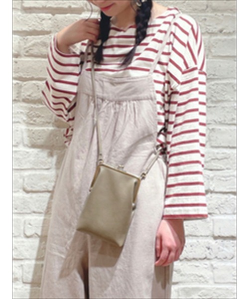 Samansa Mos2(サマンサ モスモス)の「ボーダーバスクシャツ(Tシャツ/カットソー・レディース・オフホワイト/オレンジ/チャコール/ブルー/ベージュ/ボルドー・フリ-)」の5枚目の写真