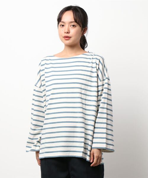 Samansa Mos2(サマンサ モスモス)の「ボーダーバスクシャツ(Tシャツ/カットソー・レディース・オフホワイト/オレンジ/チャコール/ブルー/ベージュ/ボルドー・フリ-)」の15枚目の写真