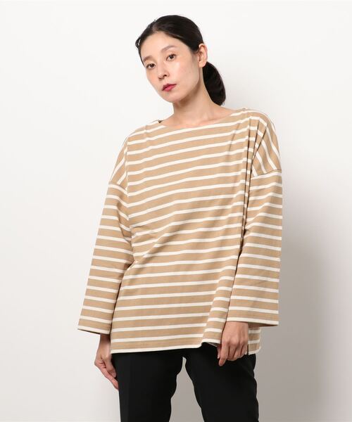 Samansa Mos2(サマンサ モスモス)の「ボーダーバスクシャツ(Tシャツ/カットソー・レディース・オフホワイト/オレンジ/チャコール/ブルー/ベージュ/ボルドー・フリ-)」の14枚目の写真