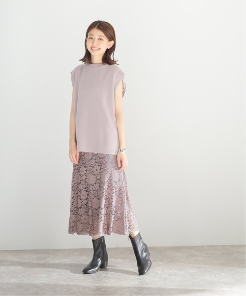 La TOTALITE（ラトータリテ）の「コードレースフレアスカート【手洗い可能】◆（スカート・レディース・チャコールグレー/ラベンダー/バーガンディー・36/38）」の4枚目の写真