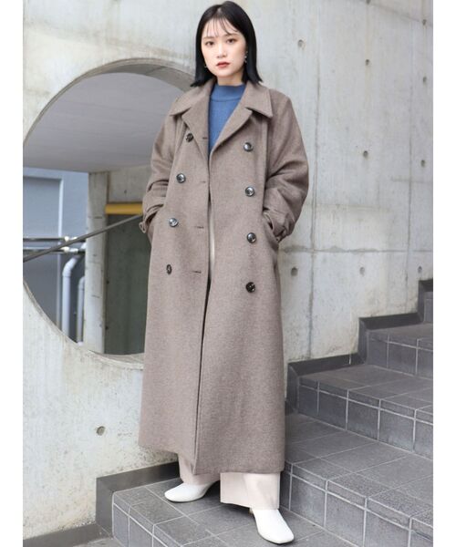 MURUA（ムルーア）の「ダブルマキシチェスターコート（チェスターコート・レディース・ブラック/グリーン/パープル/モカ・1/2）」の13枚目の写真