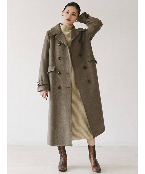 MURUA（ムルーア）の「ダブルマキシチェスターコート（チェスターコート・レディース・ブラック/グリーン/パープル/モカ・1/2）」の22枚目の写真