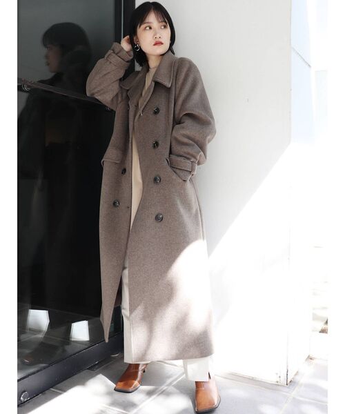 MURUA（ムルーア）の「ダブルマキシチェスターコート（チェスターコート・レディース・ブラック/グリーン/パープル/モカ・1/2）」の14枚目の写真