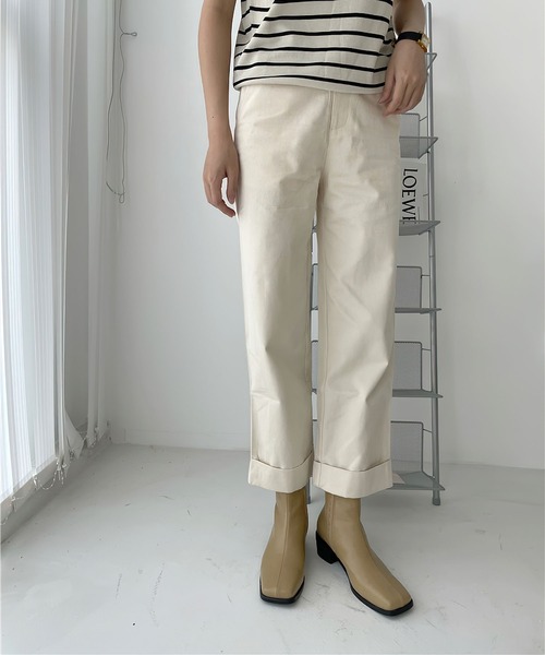 me+em select（ミームセレクト）の「ウッドソールスクエアトゥショートブーツ（ブーツ・レディース・ベージュ/ホワイト/ブラック・23/23.5/24/24.5）」の7枚目の写真