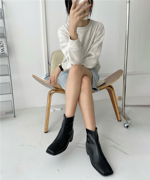 me+em select（ミームセレクト）の「ウッドソールスクエアトゥショートブーツ（ブーツ・レディース・ベージュ/ホワイト/ブラック・23/23.5/24/24.5）」の12枚目の写真