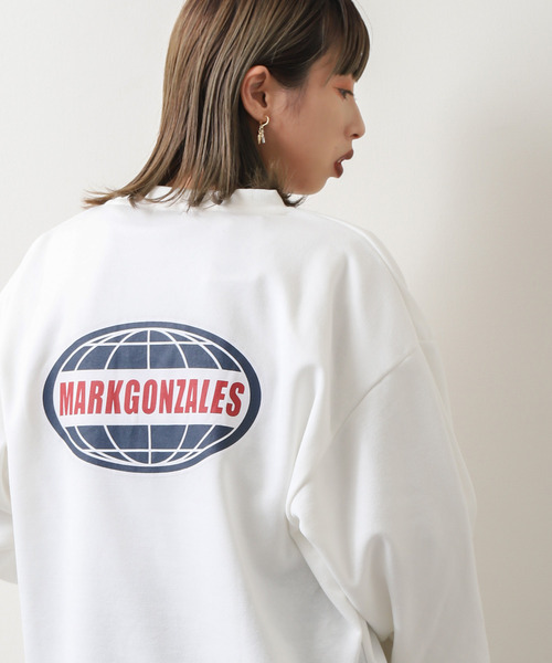 Mark Gonzales（マーク・ゴンザレス）の「【別注】【Mark Gonzales】カレッジロゴスウェット（スウェット・レディース・ブルーグレー/ホワイト/ネイビー/杢グレー/ブラック・LARGE/X-LARGE/MEDIUM）」の12枚目の写真