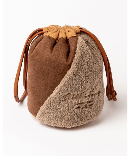 BILLABONG(ビラボン)の「BILLABONG レディース ECO MOUTON MINI DRAW バッグ 【2021年秋冬モデル】/ビラボンモコモコボア巾着(きんちゃく)バッグ(ハンドバッグ・レディース・ベージュ/ブラウン・FREE)」の1枚目の写真