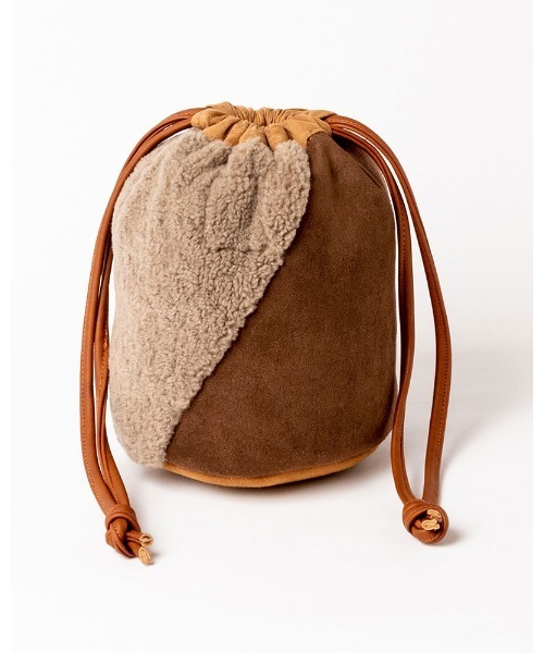 BILLABONG(ビラボン)の「BILLABONG レディース ECO MOUTON MINI DRAW バッグ 【2021年秋冬モデル】/ビラボンモコモコボア巾着(きんちゃく)バッグ(ハンドバッグ・レディース・ベージュ/ブラウン・FREE)」の11枚目の写真