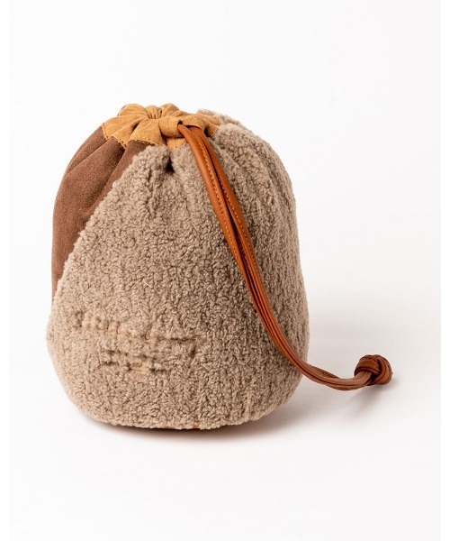 BILLABONG(ビラボン)の「BILLABONG レディース ECO MOUTON MINI DRAW バッグ 【2021年秋冬モデル】/ビラボンモコモコボア巾着(きんちゃく)バッグ(ハンドバッグ・レディース・ベージュ/ブラウン・FREE)」の7枚目の写真