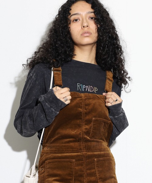 YOUNG&OLSEN The DRYGOODS STORE(ヤングアンドオルセン)の「YOUNG & OLSEN/ヤングアンドオルセン ORGANIC CORD SIMPLE SALOPETTE オーバーオール コーデュロイ パンツ 足長効果(サロペット/オーバーオール・レディース・ブラック/キャメル・1)」の21枚目の写真