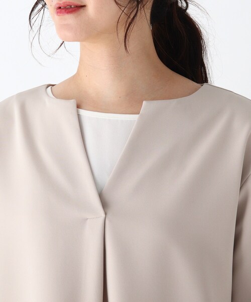 SHOO・LA・RUE(シューラルー)の「◆【S-3L/2点セット】ストレッチ入りダブルクロスレイヤードセット(その他トップス・レディース・ブラック系1/グリーン系2/ベージュ系その他5・01/02/03/04/05)」の6枚目の写真