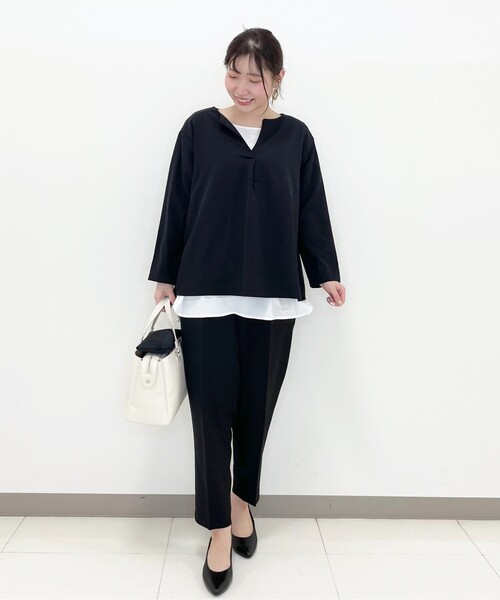 SHOO・LA・RUE(シューラルー)の「◆【S-3L/2点セット】ストレッチ入りダブルクロスレイヤードセット(その他トップス・レディース・ブラック系1/グリーン系2/ベージュ系その他5・01/02/03/04/05)」の13枚目の写真