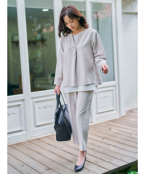 SHOO・LA・RUE(シューラルー)の「◆【S-3L/2点セット】ストレッチ入りダブルクロスレイヤードセット(その他トップス・レディース・ブラック系1/グリーン系2/ベージュ系その他5・01/02/03/04/05)」の14枚目の写真