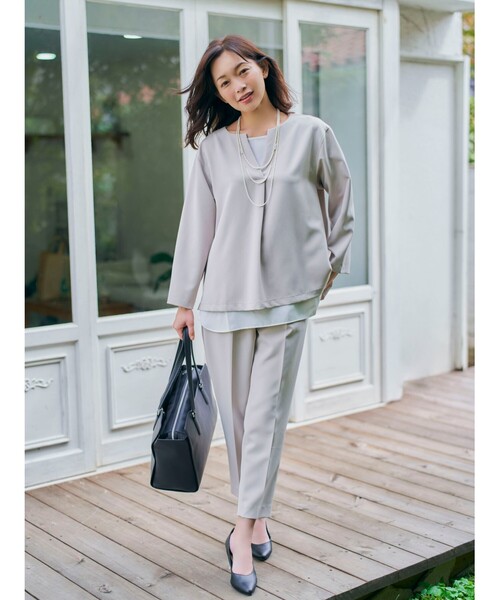 SHOO・LA・RUE(シューラルー)の「◆【S-3L/2点セット】ストレッチ入りダブルクロスレイヤードセット(その他トップス・レディース・ブラック系1/グリーン系2/ベージュ系その他5・01/02/03/04/05)」の15枚目の写真