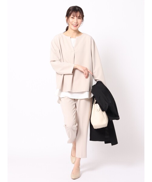 SHOO・LA・RUE(シューラルー)の「◆【S-3L/2点セット】ストレッチ入りダブルクロスレイヤードセット(その他トップス・レディース・ブラック系1/グリーン系2/ベージュ系その他5・01/02/03/04/05)」の18枚目の写真