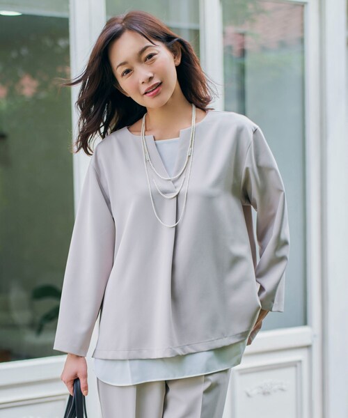 SHOO・LA・RUE(シューラルー)の「◆【S-3L/2点セット】ストレッチ入りダブルクロスレイヤードセット(その他トップス・レディース・ブラック系1/グリーン系2/ベージュ系その他5・01/02/03/04/05)」の20枚目の写真