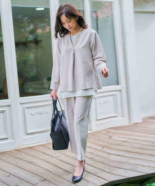 SHOO・LA・RUE(シューラルー)の「◆【S-3L/2点セット】ストレッチ入りダブルクロスレイヤードセット(その他トップス・レディース・ブラック系1/グリーン系2/ベージュ系その他5・01/02/03/04/05)」の21枚目の写真