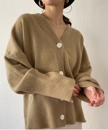 flare sleeve mohair touch over size knit cardigan / フレアスリーブモヘアタッチオーバーサイズカーディガン