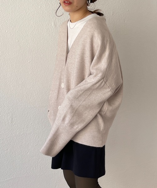 wee9s(ウィークス)の「flare sleeve mohair touch over size knit cardigan / フレアスリーブモヘアタッチオーバーサイズカーディガン(カーディガン/ボレロ・レディース・アイボリー/ベージュ/ピンク/チャコール・FREE)」の7枚目の写真