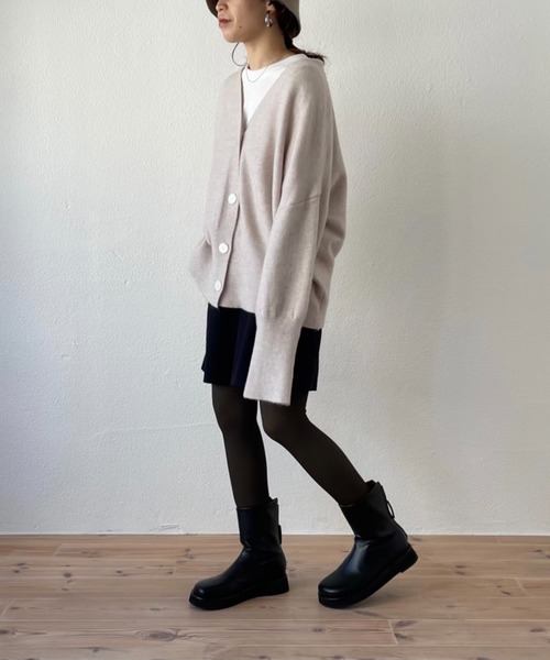 wee9s(ウィークス)の「flare sleeve mohair touch over size knit cardigan / フレアスリーブモヘアタッチオーバーサイズカーディガン(カーディガン/ボレロ・レディース・アイボリー/ベージュ/ピンク/チャコール・FREE)」の8枚目の写真