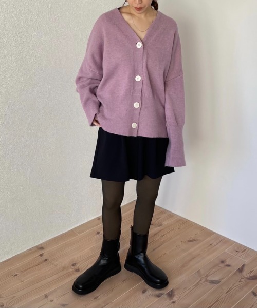 wee9s(ウィークス)の「flare sleeve mohair touch over size knit cardigan / フレアスリーブモヘアタッチオーバーサイズカーディガン(カーディガン/ボレロ・レディース・アイボリー/ベージュ/ピンク/チャコール・FREE)」の6枚目の写真