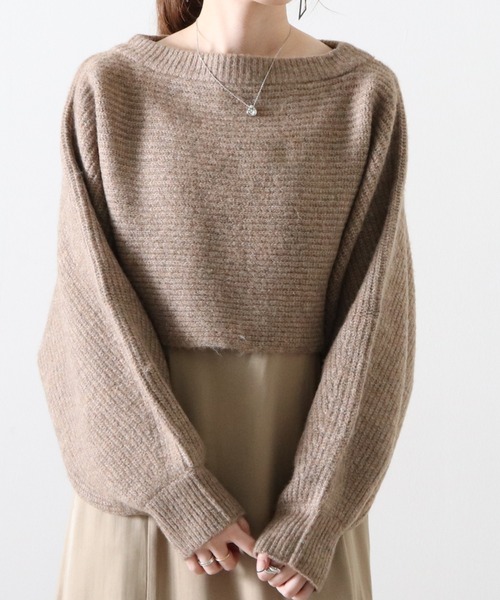 Cheek(チーク)の「前後2WAY短丈プルオーバー(ニット/セーター・レディース・チャコールグレー/モカ/オートミール・MEDIUM)」の2枚目の写真