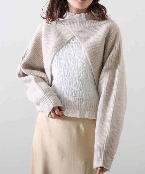 Cheek(チーク)の「前後2WAY短丈プルオーバー(ニット/セーター・レディース・チャコールグレー/モカ/オートミール・MEDIUM)」の11枚目の写真