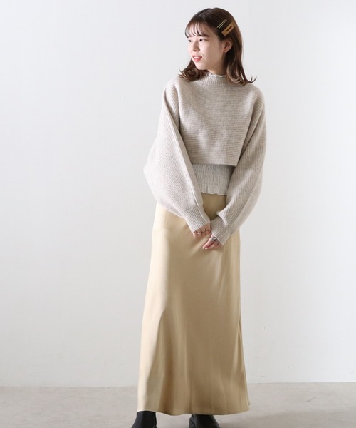 Cheek(チーク)の「前後2WAY短丈プルオーバー(ニット/セーター・レディース・チャコールグレー/モカ/オートミール・MEDIUM)」の9枚目の写真