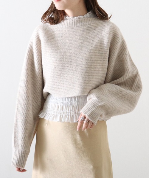 Cheek(チーク)の「前後2WAY短丈プルオーバー(ニット/セーター・レディース・チャコールグレー/モカ/オートミール・MEDIUM)」の15枚目の写真