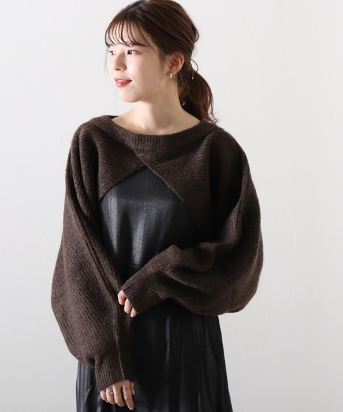 Cheek(チーク)の「前後2WAY短丈プルオーバー(ニット/セーター・レディース・チャコールグレー/モカ/オートミール・MEDIUM)」の12枚目の写真