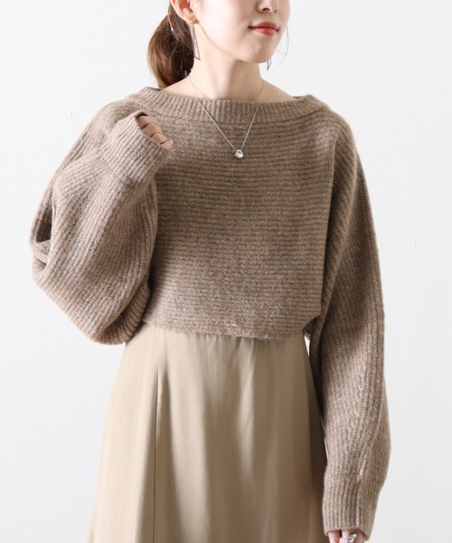 Cheek(チーク)の「前後2WAY短丈プルオーバー(ニット/セーター・レディース・チャコールグレー/モカ/オートミール・MEDIUM)」の13枚目の写真