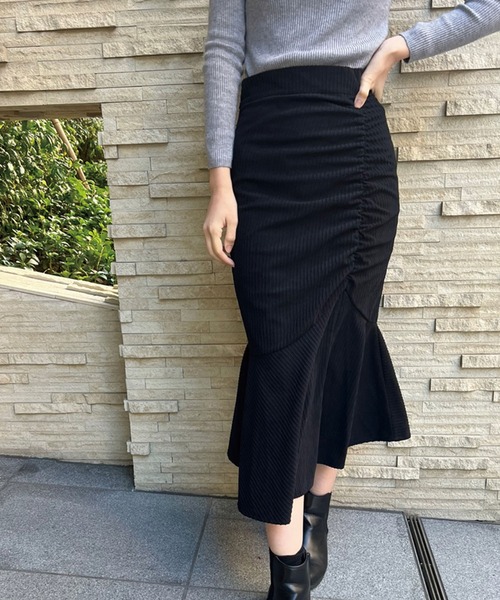 SPIGA（スピーガ）の「ギャザーマーメイドスカート（スカート・レディース・ブラック/ブラウン・SMALL/MEDIUM）」の4枚目の写真