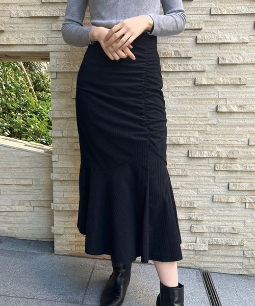 SPIGA（スピーガ）の「ギャザーマーメイドスカート（スカート・レディース・ブラック/ブラウン・SMALL/MEDIUM）」の6枚目の写真