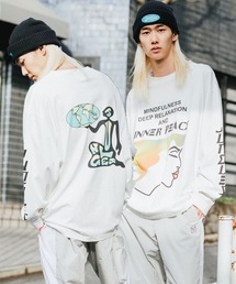 JUNGLES/ジャングルス MINDFULL LS TEE ロングスリーブＴシャツ プリント 袖ロゴ ストリート グラフィック