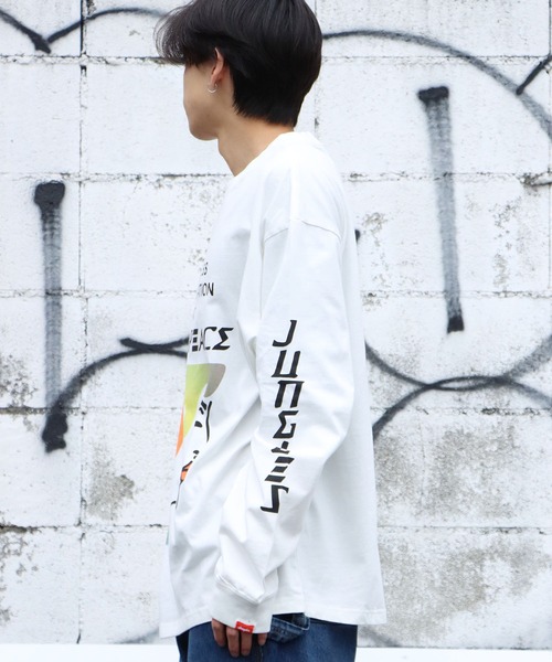 JUNGLES（ジャングルス）の「JUNGLES/ジャングルス MINDFULL LS TEE ロングスリーブＴシャツ プリント 袖ロゴ ストリート グラフィック（Tシャツ/カットソー・メンズ・ホワイト・L/XL）」の2枚目の写真