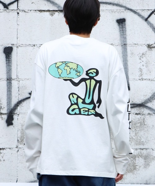 JUNGLES（ジャングルス）の「JUNGLES/ジャングルス MINDFULL LS TEE ロングスリーブＴシャツ プリント 袖ロゴ ストリート グラフィック（Tシャツ/カットソー・メンズ・ホワイト・L/XL）」の3枚目の写真
