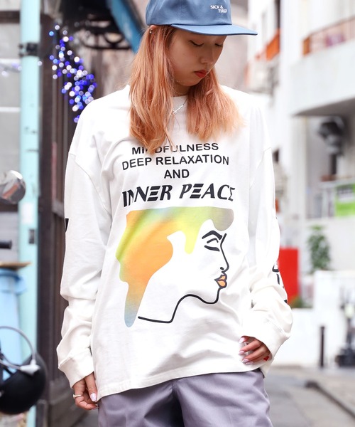 JUNGLES（ジャングルス）の「JUNGLES/ジャングルス MINDFULL LS TEE ロングスリーブＴシャツ プリント 袖ロゴ ストリート グラフィック（Tシャツ/カットソー・メンズ・ホワイト・L/XL）」の15枚目の写真