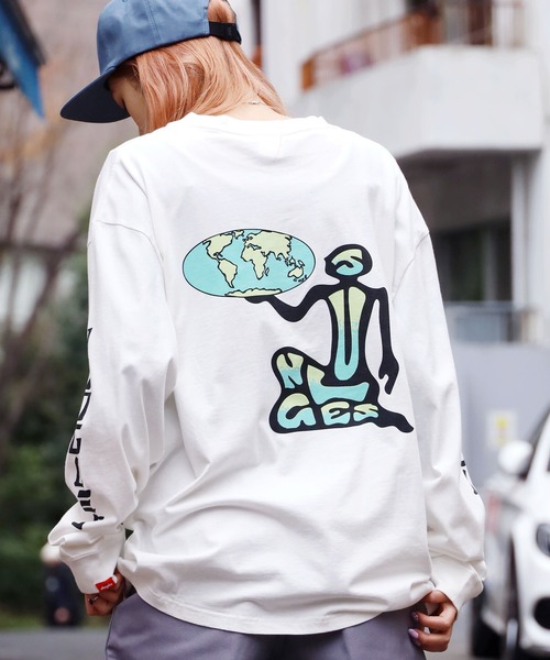 JUNGLES（ジャングルス）の「JUNGLES/ジャングルス MINDFULL LS TEE ロングスリーブＴシャツ プリント 袖ロゴ ストリート グラフィック（Tシャツ/カットソー・メンズ・ホワイト・L/XL）」の17枚目の写真