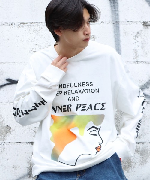 JUNGLES（ジャングルス）の「JUNGLES/ジャングルス MINDFULL LS TEE ロングスリーブＴシャツ プリント 袖ロゴ ストリート グラフィック（Tシャツ/カットソー・メンズ・ホワイト・L/XL）」の18枚目の写真