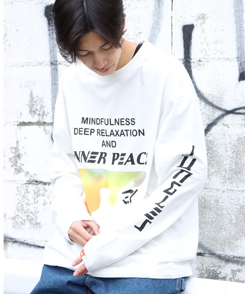 JUNGLES（ジャングルス）の「JUNGLES/ジャングルス MINDFULL LS TEE ロングスリーブＴシャツ プリント 袖ロゴ ストリート グラフィック（Tシャツ/カットソー・メンズ・ホワイト・L/XL）」の19枚目の写真