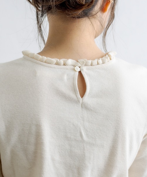 PUAL CE CIN（ピュアルセシン）の「襟編み立てリブ起毛ロングスリーブ（Tシャツ/カットソー・レディース・ブラック/ナチュラル・FREE）」の13枚目の写真