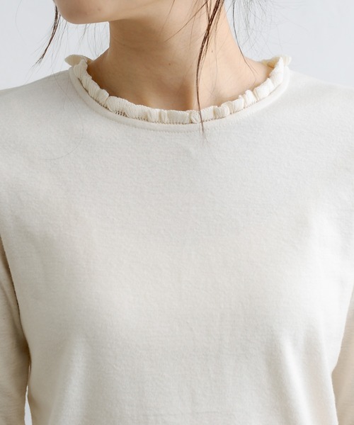 PUAL CE CIN（ピュアルセシン）の「襟編み立てリブ起毛ロングスリーブ（Tシャツ/カットソー・レディース・ブラック/ナチュラル・FREE）」の14枚目の写真